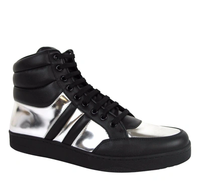Shop Gucci Men's High Top Contrast Padded Leather Sneaker In Black