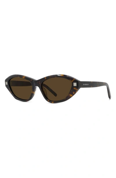 Shop Givenchy Gv Day 55mm Cat Eye Sunglasses In Dark Havana / Roviex