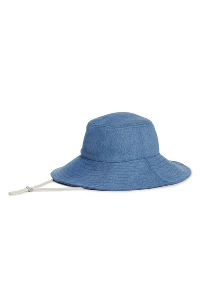 Shop Isabel Marant Delya Embroidered Logo Denim Bucket Hat In Light Blue