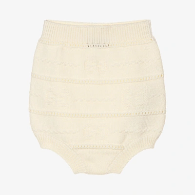 Shop Gucci Baby Girls Ivory Knitted Gg Shorts