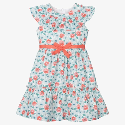Shop Dr Kid Girls Blue & Pink Floral Cotton Dress
