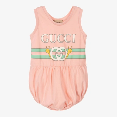 Shop Gucci Baby Girls Piqué Interlocking G Snail Shortie In Pink