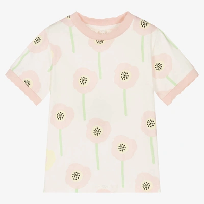 Shop Stella Mccartney Kids Girls Ivory Cotton Flower T-shirt