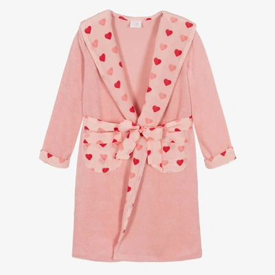 Shop Amiki Children Girls Pink Cotton & Silk Hearts Dressing Gown