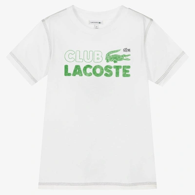 Shop Lacoste Teen Boys White Cotton Logo T-shirt