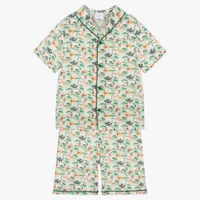 Shop Amiki Children Boys Green Cotton Jungle Short Pyjamas