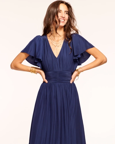 Shop Ramy Brook Joanie Short Sleeve Maxi Dress In Navy