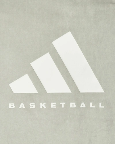 Shop Adidas Originals Basketball Velour Hooded Sweatshirt In Grey