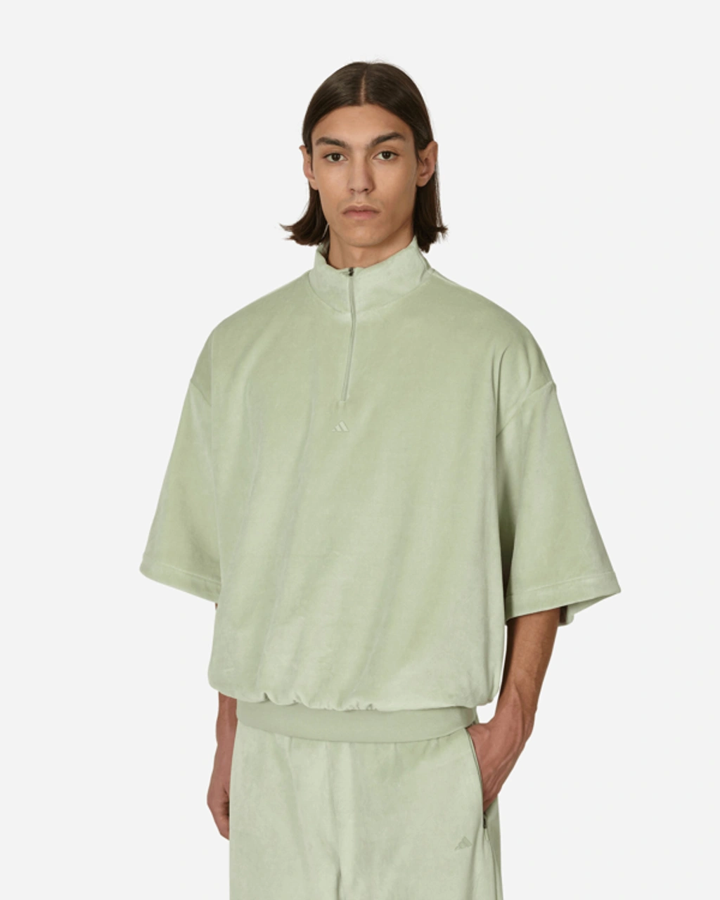 Adidas velour half zip on sale