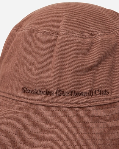 Shop Stockholm Surfboard Club Embroidered Logo Bucket Hat In Brown