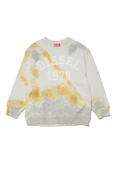 Shop Diesel Crew-neck Sweatshirt With Fit Over And Tie Dye Treatment Gray In Grey