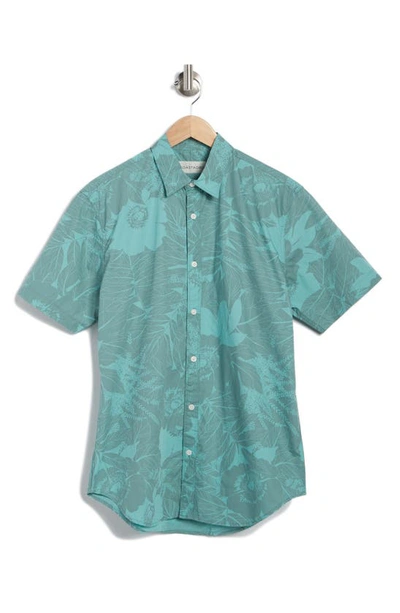 Shop Coastaoro Astor Printed Short Sleeve Shirt In Aster Seafoam