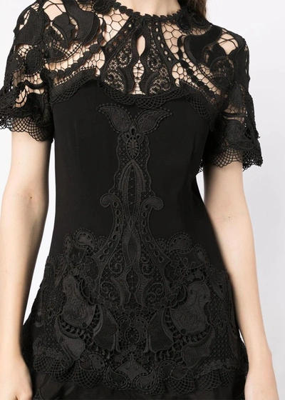 Shop Jonathan Simkhai Black Lace-panelled Crepe Dress