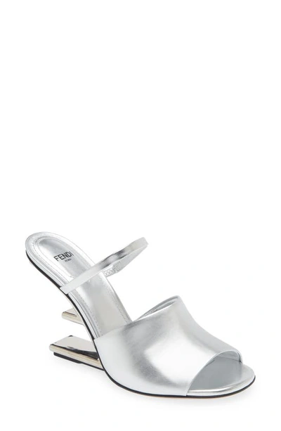 Shop Fendi First Metal Sandal In Silver