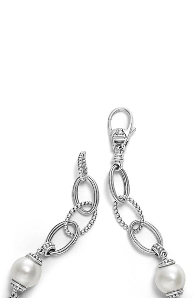 Lagos Luna Freshwater Pearl Station Bracelet In Silver
