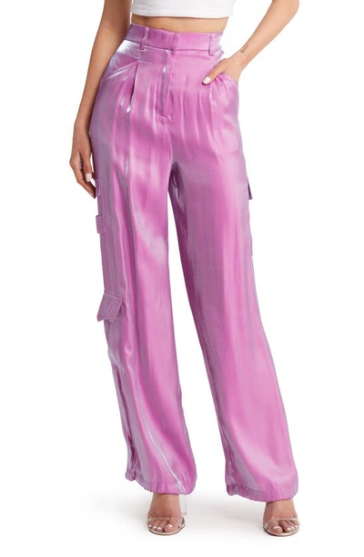 Shop Something New Iridescent Cargo Pants In Rose Violet