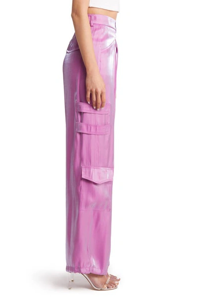 Shop Something New Iridescent Cargo Pants In Rose Violet