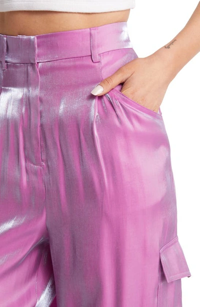 Shop Something New Iridescent Cargo Pants In Rose Violet