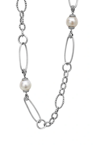 Shop Lagos Luna Freshwater Pearl Station Necklace In Gold