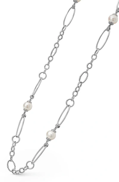 Lagos Luna Freshwater Pearl Station Necklace In Gold
