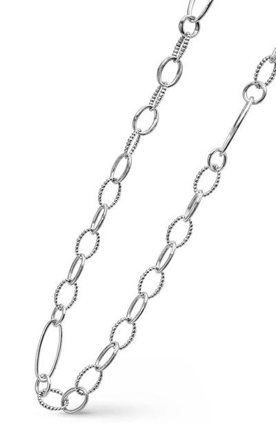 Lagos Signature Caviar Link Necklace In Silver