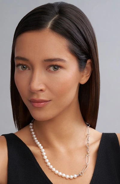 Lagos Luna Split Freshwater Pearl Chain Necklace In Gold