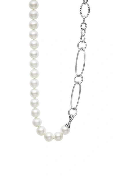 Lagos Luna Split Freshwater Pearl Chain Necklace In Gold