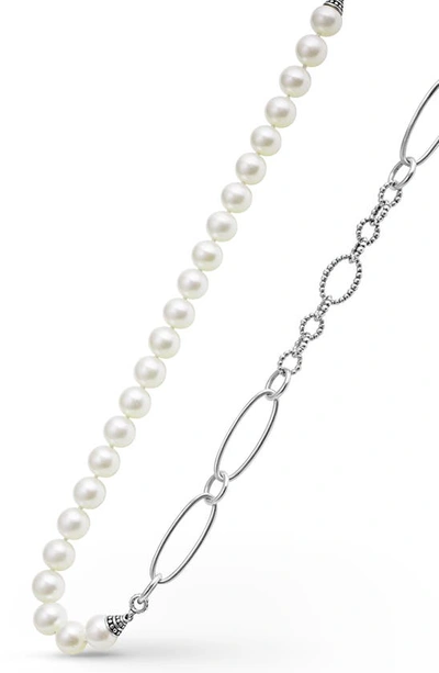 Lagos Luna Split Freshwater Pearl Chain Necklace In Gold