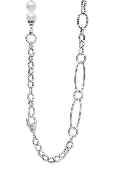 Lagos Luna Split Freshwater Pearl Chain Necklace In Gold