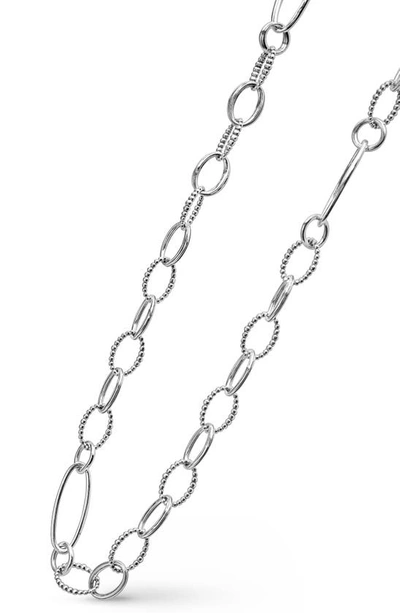 Shop Lagos Signature Caviar Link Necklace In Silver
