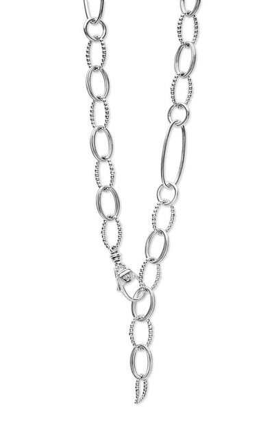 Shop Lagos Signature Caviar Link Necklace In Silver