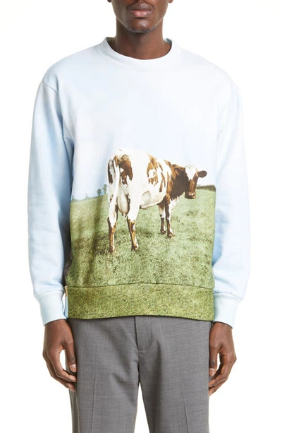 Shop Undercover C/s Cow Print Sweatshirt In L.bl Base