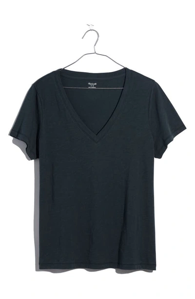 Shop Madewell Whisper Cotton V-neck T-shirt In Dark Palm