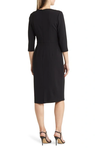 Shop Adrianna Papell Tie Waist Crepe Sheath Dress In Black