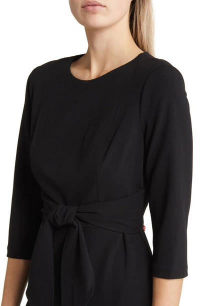 Shop Adrianna Papell Tie Waist Crepe Sheath Dress In Black