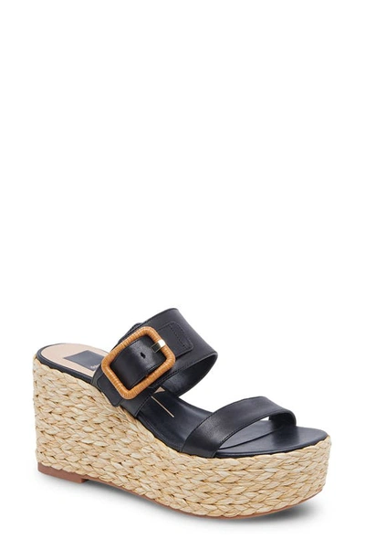 Shop Dolce Vita Thorin Platform Slide Sandal In Black Leather