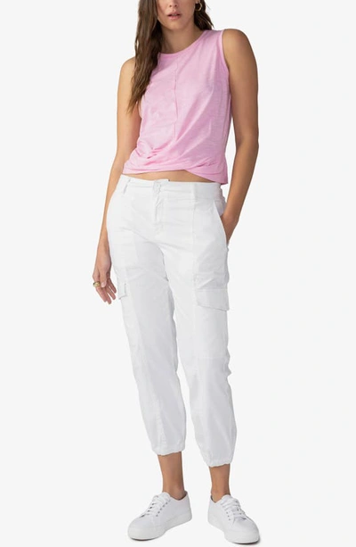 Shop Sanctuary Rebel Crop Stretch Cotton Cargo Pants In Brilliant White