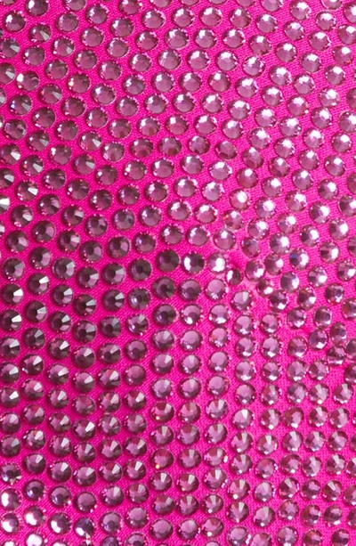 Shop Area Crystal Trim Heart Stretch Wool Crop Top In Fuchsia