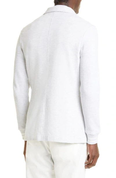 Shop Eleventy Mixed Media Layered Knit Sport Coat In Gray And Gray Light