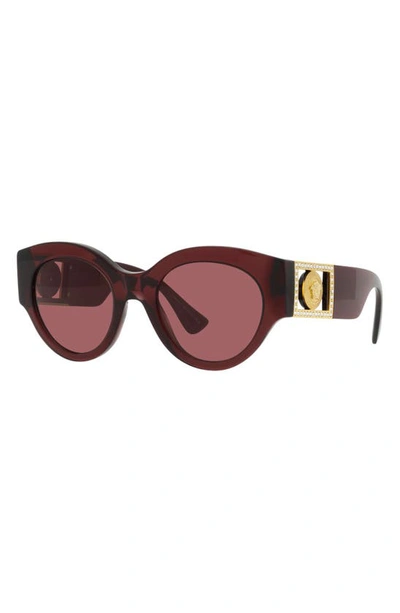 Shop Versace 52mm Cat Eye Sunglasses In Dark Violet