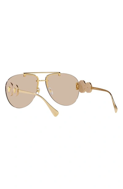 Shop Versace 63mm Aviator Sunglasses In Light Brown