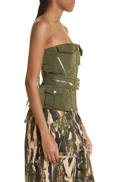 Shop Dion Lee Aviator Strapless Corset Top In Military Green