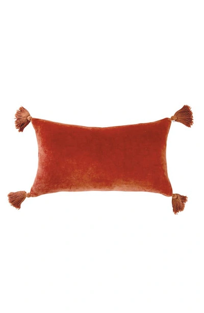 Shop Peri Home Velvet Tassel Accent Pillow In Rust