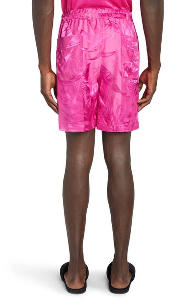 Shop Tom Ford Floral Pleated Jacquard Shorts In Magenta