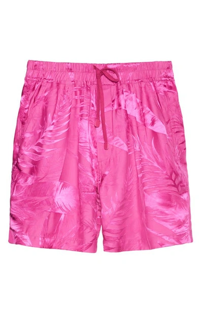 Shop Tom Ford Floral Pleated Jacquard Shorts In Magenta