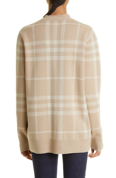 Shop Burberry Willah Check Wool & Cashmere Cardigan In Soft Fawn