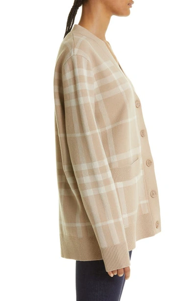 Shop Burberry Willah Check Wool & Cashmere Cardigan In Soft Fawn