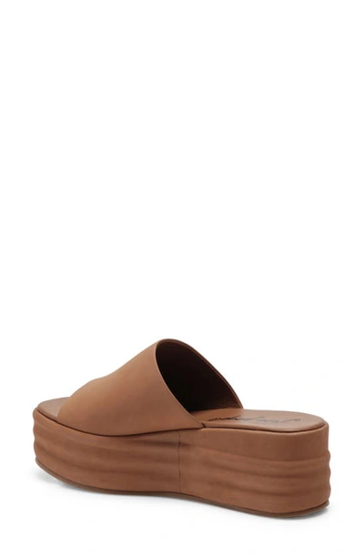 Free People Harbor Womens Leather Boho Slide Sandals In Tan