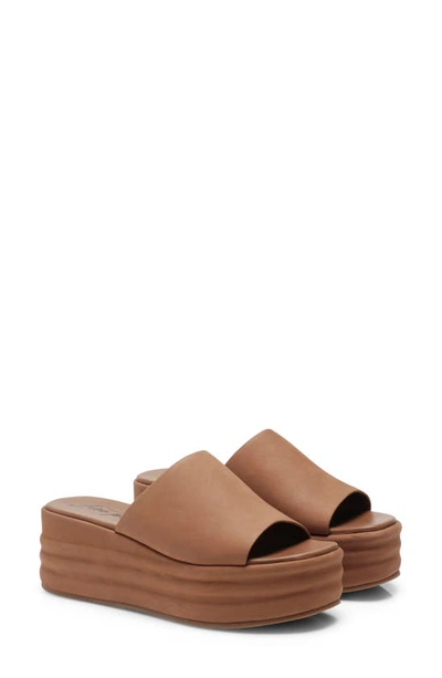 Free People Harbor Womens Leather Boho Slide Sandals In Tan