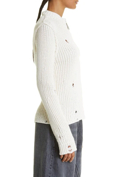 Shop Jw Anderson Distressed Zip Cardigan In Off White